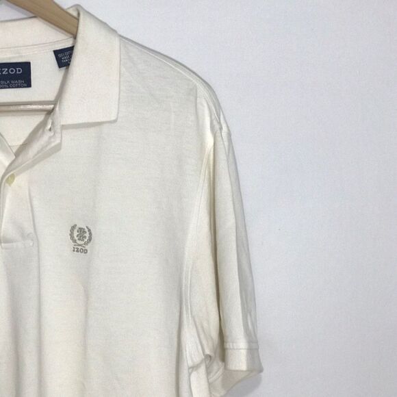 Men’s Izod Silk Wash Cream Polo Shirt - Picture 6 of 9